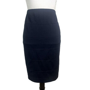 Alfani Skirt size Medium Navy Blue Straight Pencil Knee Stretch No Slit Career